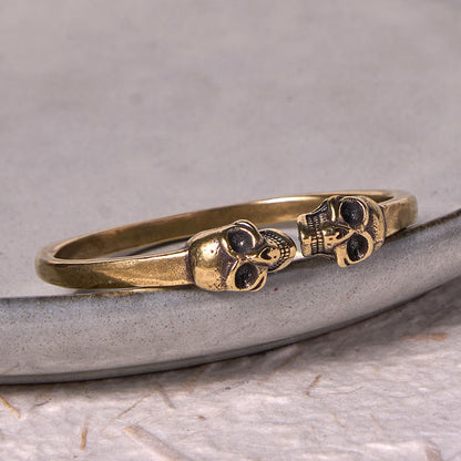 Copper Double Skull Spiritual Protection Bracelet Bangle